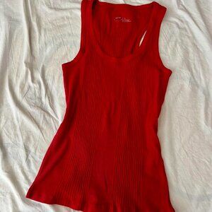 red long ribbed racerback tank top